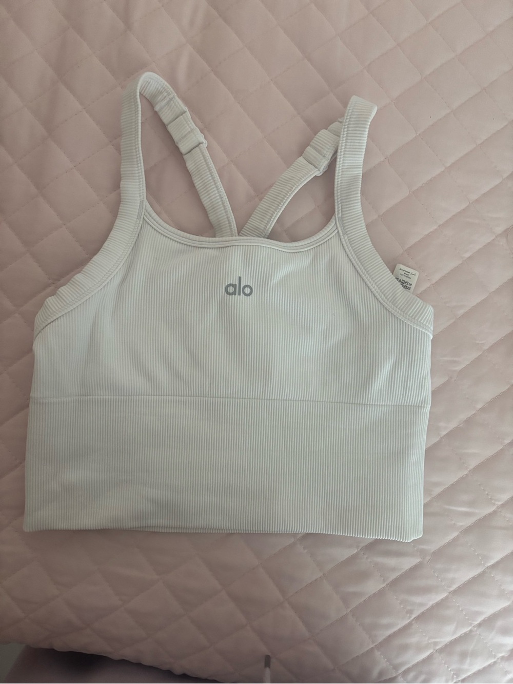 ALO Yoga Ribbed Light Pink Tank Sports Bra